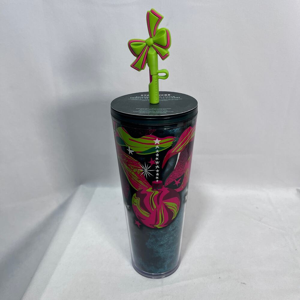 SOLD!! Starbucks 2023 24 oz Velvet Christmas Tumbler with Straw Bow Charm‎